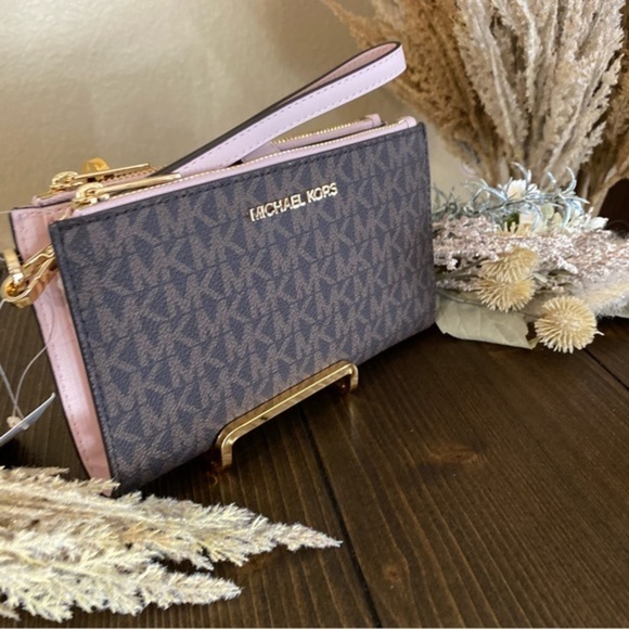 New Michael Kors large jet set double zipper wallet wristlet - Picture 4 of 13